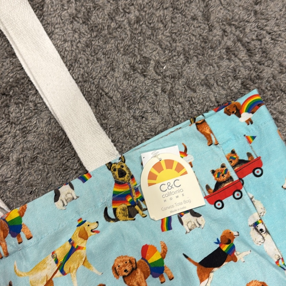 C&C California Colorful Dog Print Tote - Picture 2 of 7